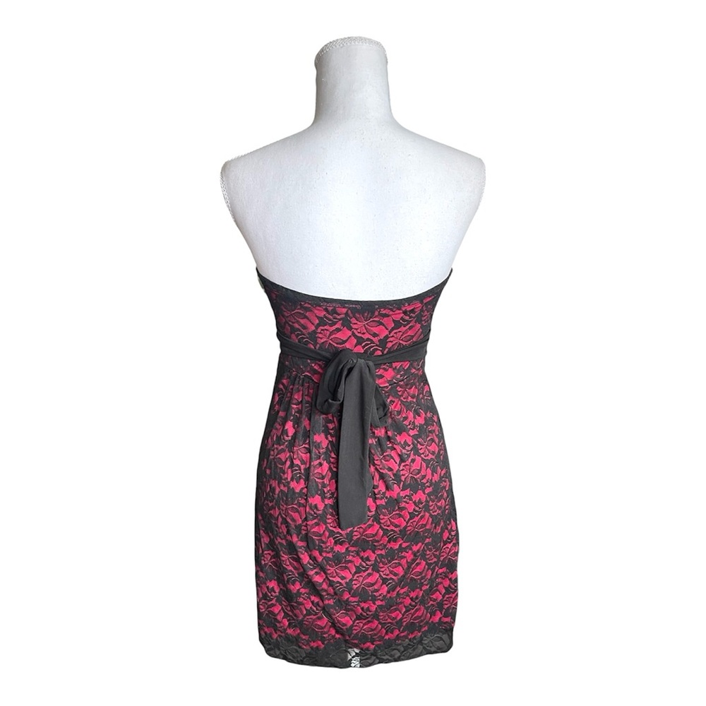 Vintage Y2K Wet Seal Sleeveless Pink Black Lace Mini Dress witchy vamp goth sz S - Picture 4 of 7